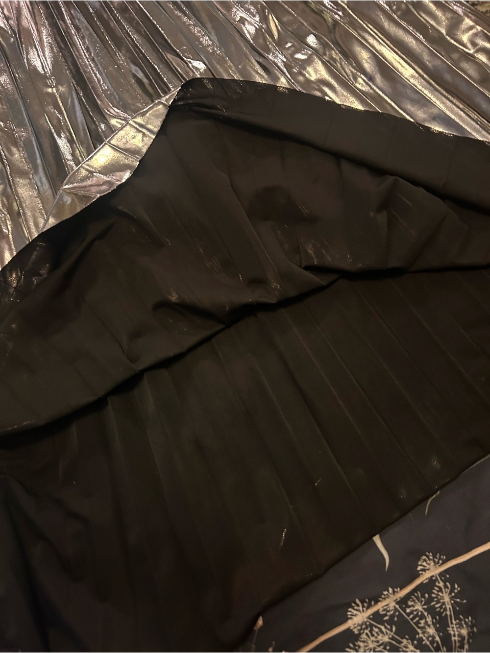 Dressed in Lala Metallic Pleated Midi Skirt in Sterling Silver - Picture 3 of 5